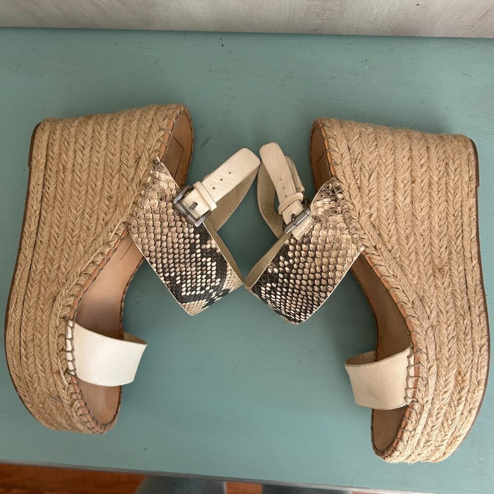 Dolce Vita Spiro Espradrille Wedge Sandal Size 8 Snakeskin Sandal 100% Leather - Picture 4 of 10